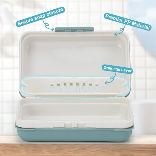 Ceecysaa 2 Pack Travel Soap Holders, Leakproof Soap Container with Lid, Portable Bar Soap Holder with Removable Draining Layer for Bathroom, Shower, Gym, School,Traveling, Camping, Vacation - 2