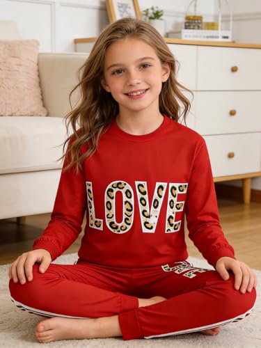 Image of Tween Girl's Letter Print Top + Jogger Pants 2 Piece Outfit Set Kids Clothing, Sizes 6-14 Years