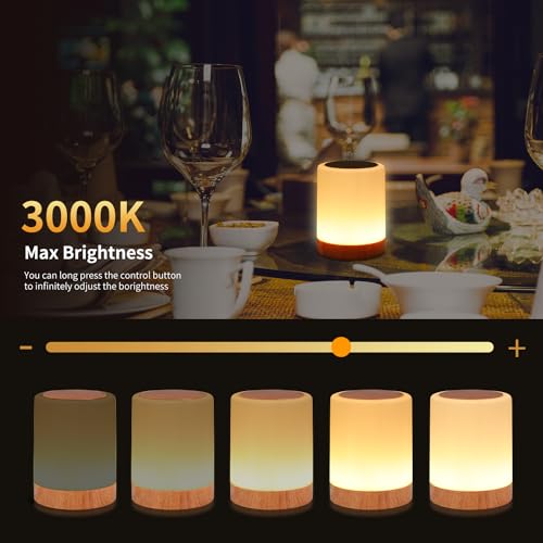 Oorun F8 Touch Bedside Table Lamp,13 Rgb Colors & 5 Brightness, Usb Rechargeable Desk Lamp, Remote Control Dimmable Night Light thumb #3