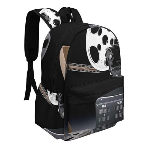 Mochila casual para laptop con estampado de película de proyector, bolso de hombro para viaje para hombres y mujeres miniatura 2