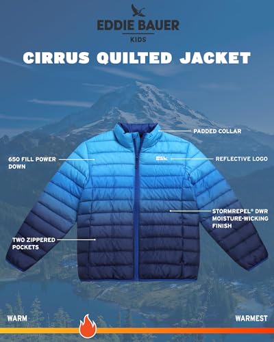 Eddie Bauer Kids' Jacket - CirrusLite Weather Resistant Down Coat for Boys and Girls- Insulated Quilted Bubble Puffer (5-20)3