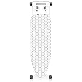 Foldable Ironing Board, Lightweight Iron Board, Adjustable Height, Space-Saving Ironing Stand Heat Resistant Washable Cover with Iron Rest, Non Slip Reinforced Heavy Sturdy Metal Steel Legs, White