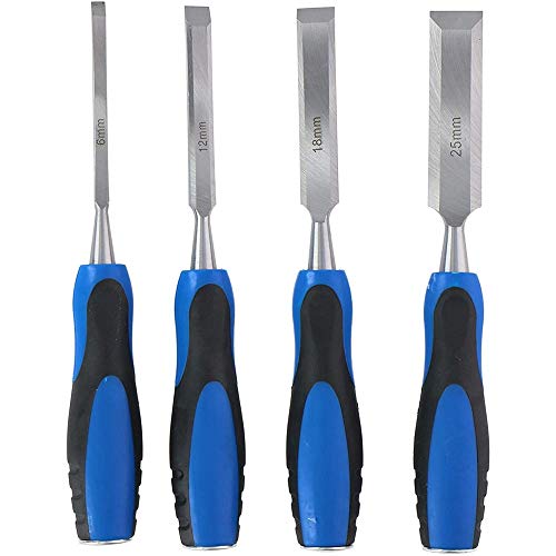 Bakaji Set 4 Scalpelli per Intaglio Legno Misure