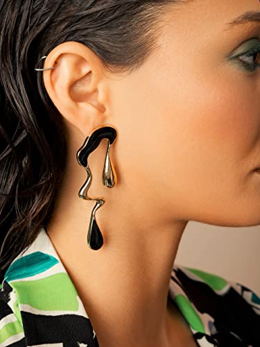 Mismatched Earrings, Melting Liquid Asymmetrical Drop Earrings, Designer Dangle Earrings for Women, Hypoallergenic Abstract Statement Enamel Jewelry3