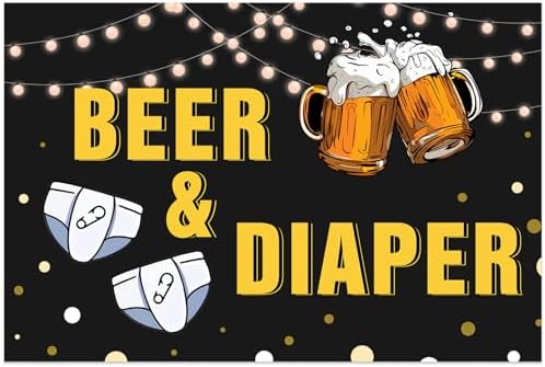 Amazon.com : Beer and Diaper Backdrop Black and Gold - Beer and Diaper ...