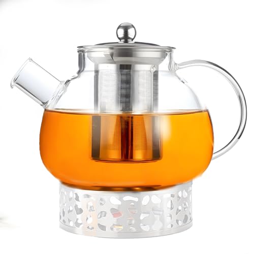 Tomalithic Tetera - 1000 Ml Tetera de Vidrio, Vidrio de Borosilicato, Teteras para Te con Filtro,Revestimiento del Filtro de Acero Inoxidable, Apto para Té Perfumado, Té Verde, Té Negro, Té de Frutas