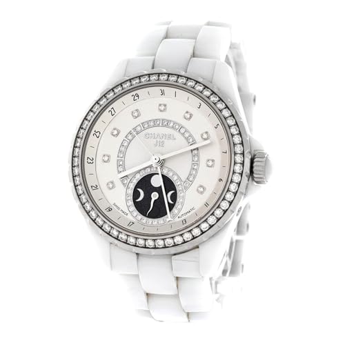 Pre-Loved J12 Moonphase Automatic Watch Ceramic and Stainless Steel with Diamond Bezel, Dial and Markers 38, White3