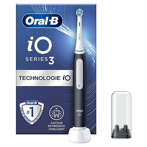 Oral-B iO 3 Brosse A Dents Electrique Noire, Pour Adultes, Modes De Nettoyage Avec Blancheur, Doux Pour Les Gencives, Capteur De Pression, Brossette Oral B De Rechange,...