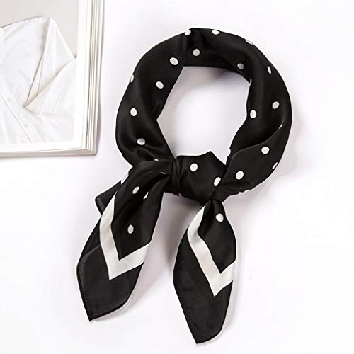 Mulberr𝐲 Silk Neck Scarf Small Square Scarfs for Women Gift Satin Neck Scarf Square Handkerchief for (Black, 70X70cm)2