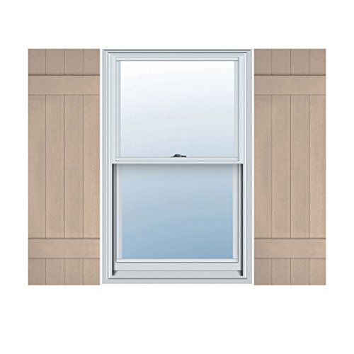 Builders Edge 14 in. W x 39 in. H Builders Edge, Standard Four Board Joined (2 Batten), Board-n-Batten Shutters, Includes Matching Installation Spikes (Per Pair), 023 - Wicker