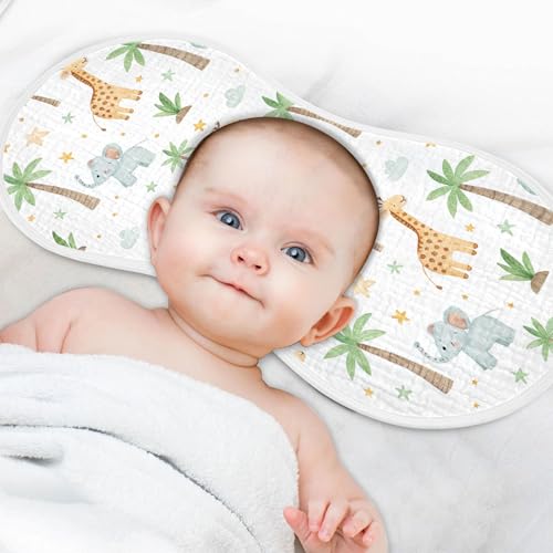 Burbuja Safari Giraffe & Elephant Muslin Baby Burp Cloths, Soft & Absorbent Cotton Burping Rags for Newborn Boys & Girls, 2 Pack4