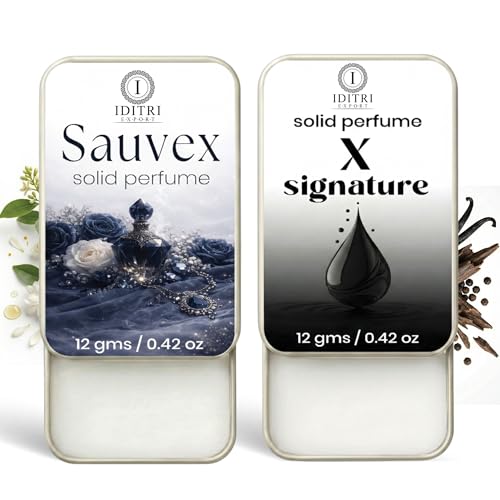 Image of IDITRI EXPORT Solid Perfume |x signature&Sauvex Alcohol Free Wax Perfume Balm, Long Lasting | Pocket Tin 12g, Pack Of 2| Non Greasy Smooth Glide, Travel Friendly Men And Women