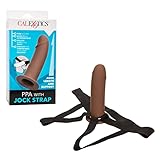 CalExotics 3 Inch PPA With Jock Strap – Male Extension Penis Enhancement Sleeve with Support Ring – Sex Toys for Men and Couples - Brown