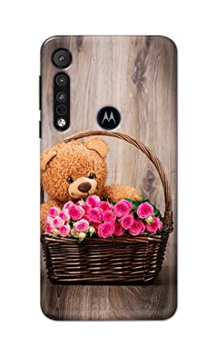 Image of PRINTFIDAA Roses and Teddy Bear in The Wicker Hard Back Cover for Motorola One Macro Back Cover -(P6) KAT1004