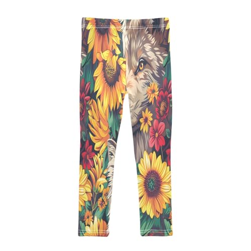 Toddler Girls Leggings Printed Yoga Pants Leggings Sunflowers Wolfs for Kids2