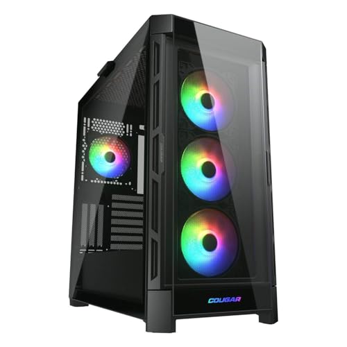 Image of Cougar Gaming Duoface Mid Tower Case Series, Supporting 390mm Graphics Card, Incredible RGB Lighting, Two Distinct Front Panels Included, Mesh and Tempered Glass (Duoface Pro RGB - Black)