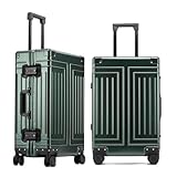 Maleta de aluminio de magnesio de 29 pulgadas, equipaje sin cremallera con bloqueo TSA integrado, ruedas giratorias de 360°, verde oscuro, baúl de viaje de negocios definitivo
