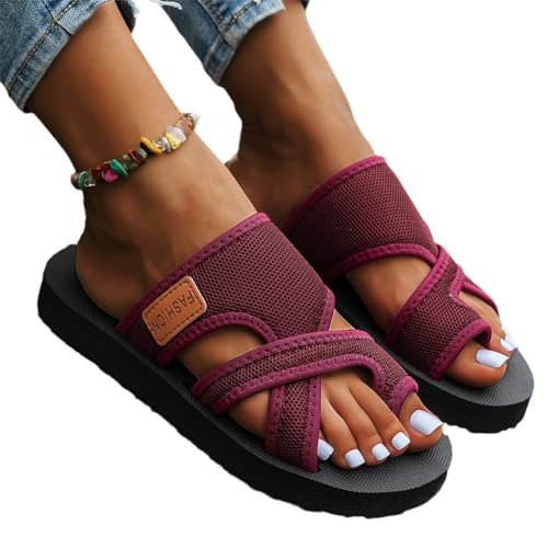 Breathable Mesh Slide Sandals,Brahusd Sandals Fashion Hollow Mesh Slide Casual Flats Arch Support Orthopedic Slippers