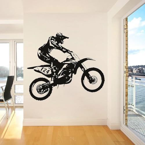 Vinilo Decorativo Motocross Para Pared 57x64 cm Negro
