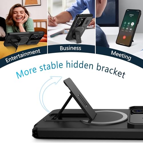 Image of ShieldTech MagStand Series Case for Samsung Galaxy S26 Ultra 5G, Mobile Cover with Sliding Camera Shield, Mag-Safe, Kickstand, Shockproof for Samsung Galaxy S26 Ultra 5G - Black