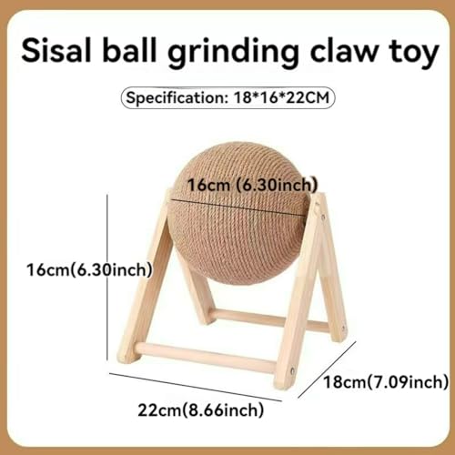 Rascador para gatos de sisal con bola interactiva mediano amarillo miniatura 7
