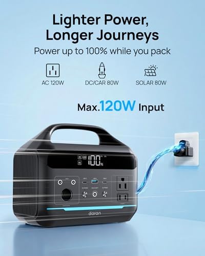 Image of DARAN Portable Power Station 288Wh 600W with 80W Solar Panel