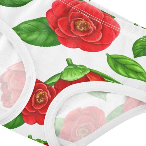 Red Floral Green Leaves White Toddler Girls Underwear 2t Cotton Panties Little Girl Designer Kids Undies Briefs4