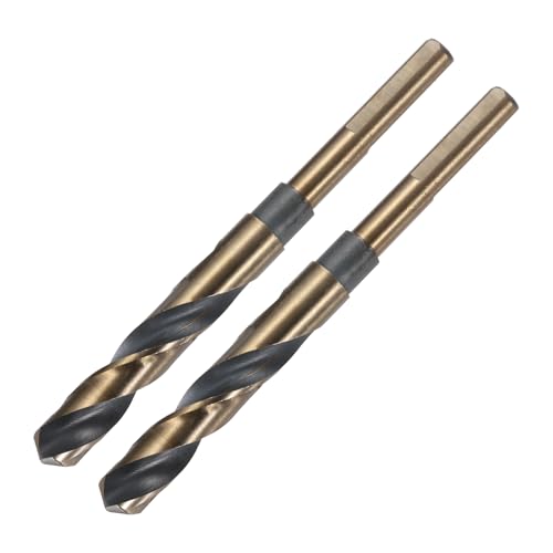 uxcell 2pcs Reduced Shank Twist Drill Bits 14mm Black Nitride &amp; Gold Titanium Coated High Speed Steel 4341 with 10mm Shank for Stainless Steel Alloy Metal Plastic Wood