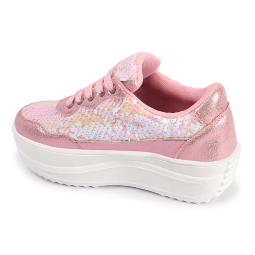 Image of Vendoz Women Casual High Heel Sneakers I Cushioned Insole I All Day Comfortable I Lightweight and Stylish Shoes for Girls CNV4026