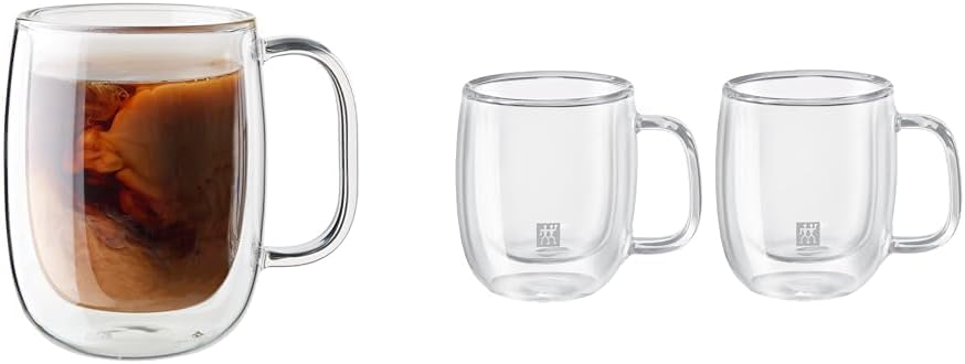 ZWILLING J.A. Henckels Coffee Mug 2 Piece, Clear & Glass J.A. Henckels Espresso Mug Set, White 2 Count (Pack of 1)