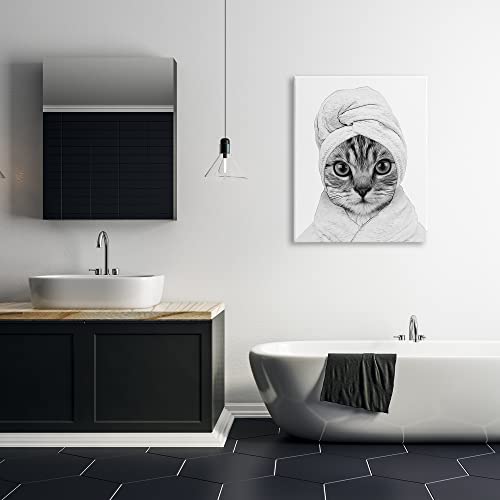 Image of Funny Cat Bathrobe Portrait, 30 x 40 Inch Canvas Wall Art