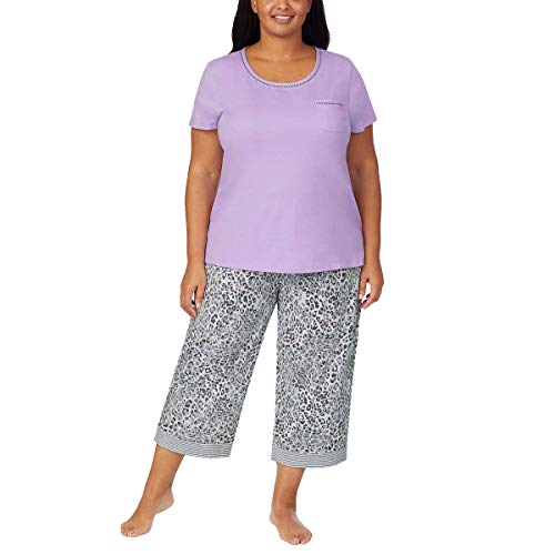 Image of Carole Hochman Women's 4-Piece 100% Cotton Pajama Set - V-Neck T-Shirt, Tank, Capri Pants & Shorts with Drawstring & Pockets