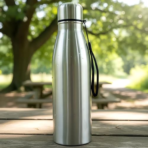 Image of Stainless Steel Water Bottle 1 Litre,single wall Water Bottle, Insulated Bottle for Office, Gym, Travel & School, Silver (SILVER, 1, litres)
