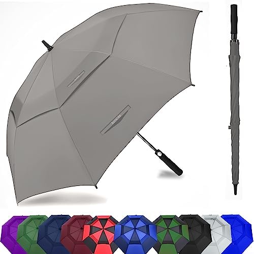 Image of Golf Umbrella Large 62 /68 /72 Inch, Extra Large Oversize Double Canopy Vented Windproof Waterproof Umbrella, Automatic Open Golf Umbrella for Men and Women and Family