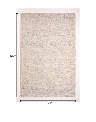 Image of Abstract Collection Handmade Area Rug - 100% Wool Pile, Contemporary Modern Textured Carpet for Living Room, Bedroom, or Office | Cotton Backing, Thick & Plush (Light Grey, 8' x 10')