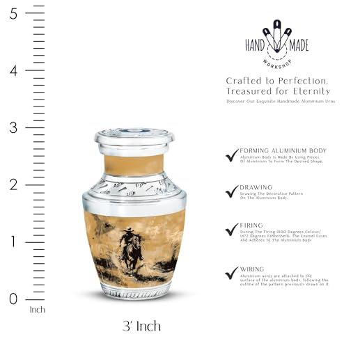 Image of Cowboy Urn for Human Ashes - Small Funeral Cremation Urn for Adult Women (3 Inch, Pack of 4)