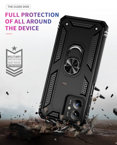 Image of for Motorola Moto G14 Case with [2 Pack] Tempered Glass Screen Protector, for Moto G14 Case Heavy Duty Armor [Military-Grade] Protective，with Magnetic Stand Cover Black