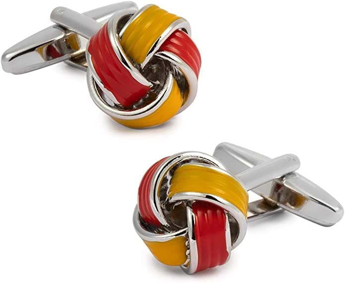 Gemelolandia | Gemelos para Camisa Nudo Esmaltados Rojo y Amarillo - Colores de España Gemelos Originales para Camisas | para Hombres y Niños | Regalos para Bodas, Comuniones y Otros Eventos