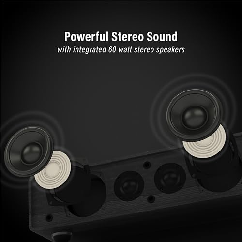 Image of Crosley CR6046A-BKSL Stave 2-Speed Bluetooth Record Player Turntable with Built-in Speakers, Black