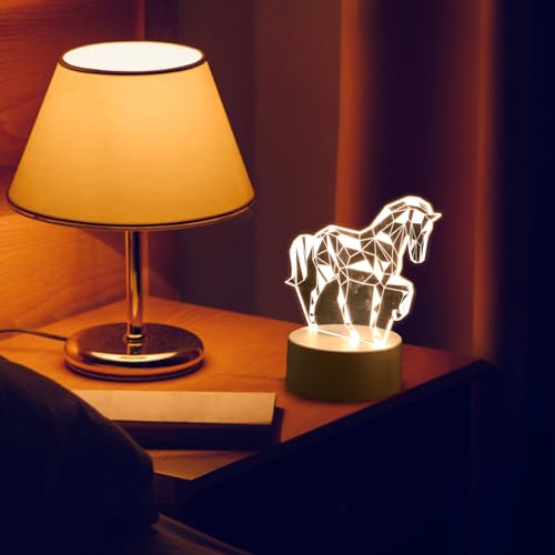 Lámpara de noche 3D LED en forma de caballo blanco miniatura 6