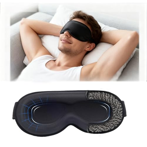 Blackout Weighted Sleep Mask - Glass Bead Filled Blindfold Gentle Weight for Comfort & Fast Sleep Enhances Sleep Quality Adjustable Strap for side sleeper men and women travel-friendly