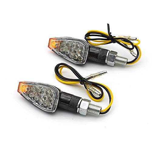 Rzmmotor 2pcs 12V 2 Wire Mini Stalk Arrow Motorcycle 10mm (0.4'') Turn Signals Indicators Blinkers Lights Lamp Metric Cruisers Sport Bikes Universal