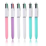 6 PCS 4 Colours Ball Pens, 4-in-1 Retractable Ballpoint Pens 1.0mm Multi Coloured Portable Pencil All in One for School, Office, Students, Adults, Kids, Party Favors for Students to Return to School