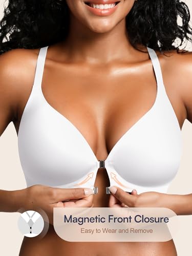 Image of Racerback Bras with Metal Magnetic Front Closure - S-XL Wireless for Women No Underwire Seamless Supportive Bralettes