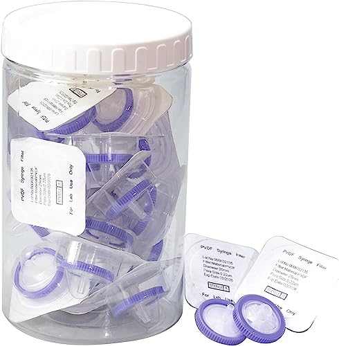 Filtración | 20 Piezas Filtros De Jeringa Membranas Hidrofílicas Estériles De Pvdf De 25 Mm De Diámetro Y 0,22 M De Tamaño De Poro, Filtros De Aguja Para Hplc Y Gc, Filtración De Laboratorio De Alto Rendimiento