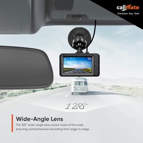 Image of Callmate 2k Car Dashboard Camera, 3 Inch Display with Loop Recording (G-Sensor & Motion Detection) with Easy Installation & Secure Ride (Black, Suction Lock)