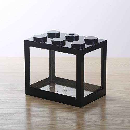 Adoolla Building Block Fish Tank, Superposed Aquarium Breeder Box for Baby Fish Mini Net Fish Isolation Box Plastic Aquarium Fish Spawning Incubator (No USB No Light) Black