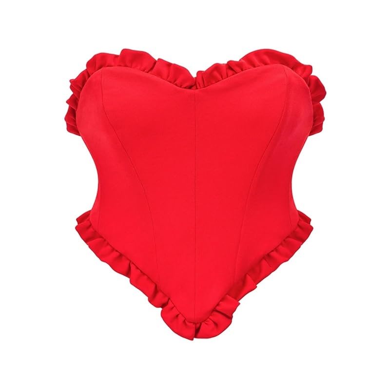 Corsetto rosso con cerniera Overbust Steampunk Top bustier