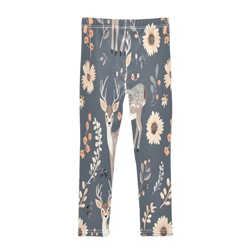 Bolaz Toddler Girls Leggings Printed Yoga Pants Leggings Deer with Flowers for Kids2