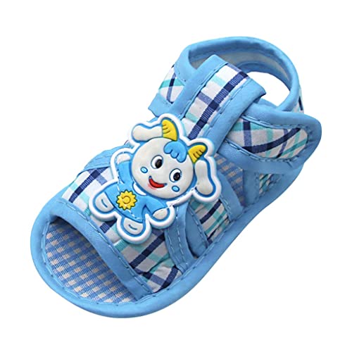 Newborn Baby Girls Lamb Prewalker Soft Sole Sandals Single Shoes Little Girls Shoes (Blue, 11)